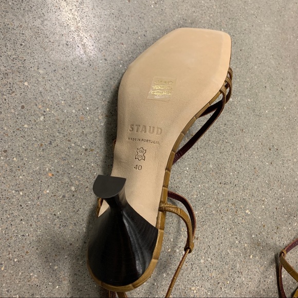 Staud Gita Strappy Sandals Brown Croc Leather Sz 40 NWT - Picture 13 of 15
